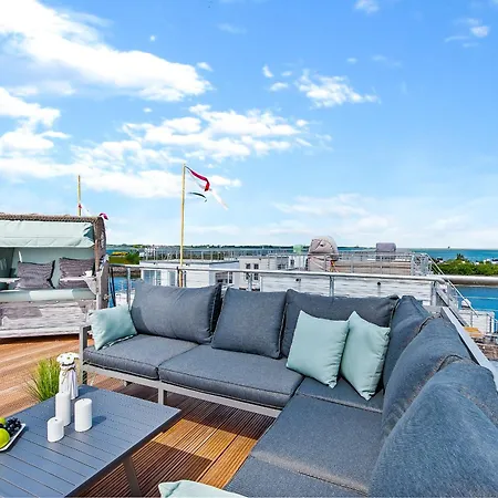 5 Beaufort - Wasserhaus, Meerblick, Sauna, Dachterrasse, Bootsanleger, Strandkorb *